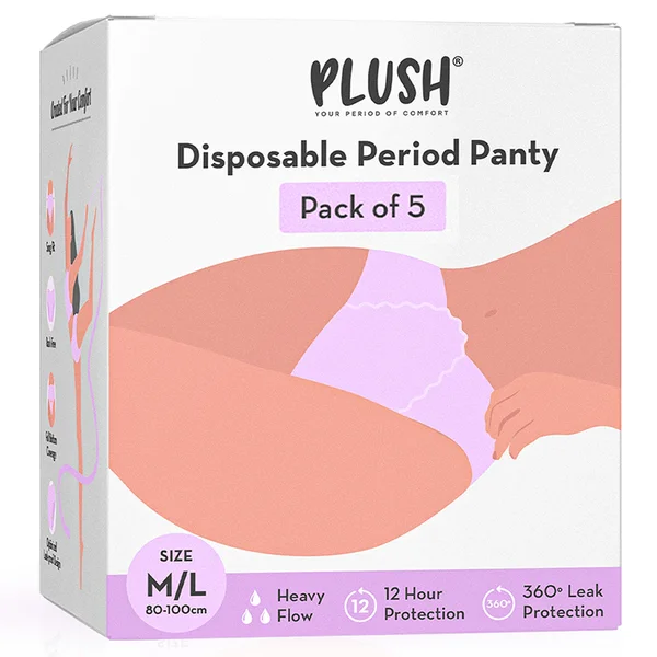 Plush Seamless Hipster Period Panty M-L, 5 Count