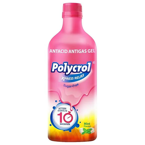 Polycrol-Xpress Relief Sugar Free Mint Flavour Antacid Gel, 450 ml