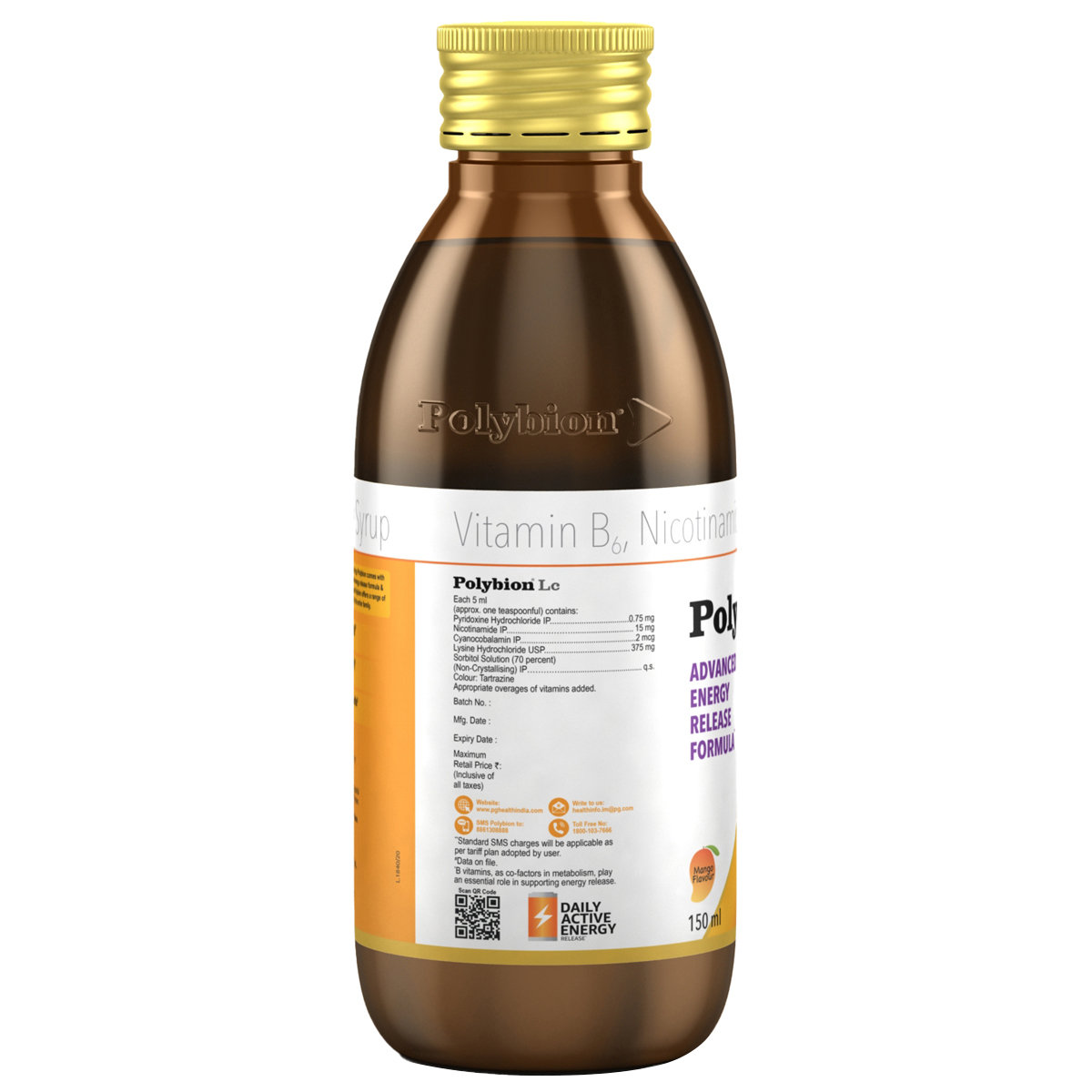 Polybion LC Mango Flavour Syrup 150 ml, Pack of 1 Syrup Polybion LC Mango Flavour Syrup 150 ml, Pack of 1 Syrup