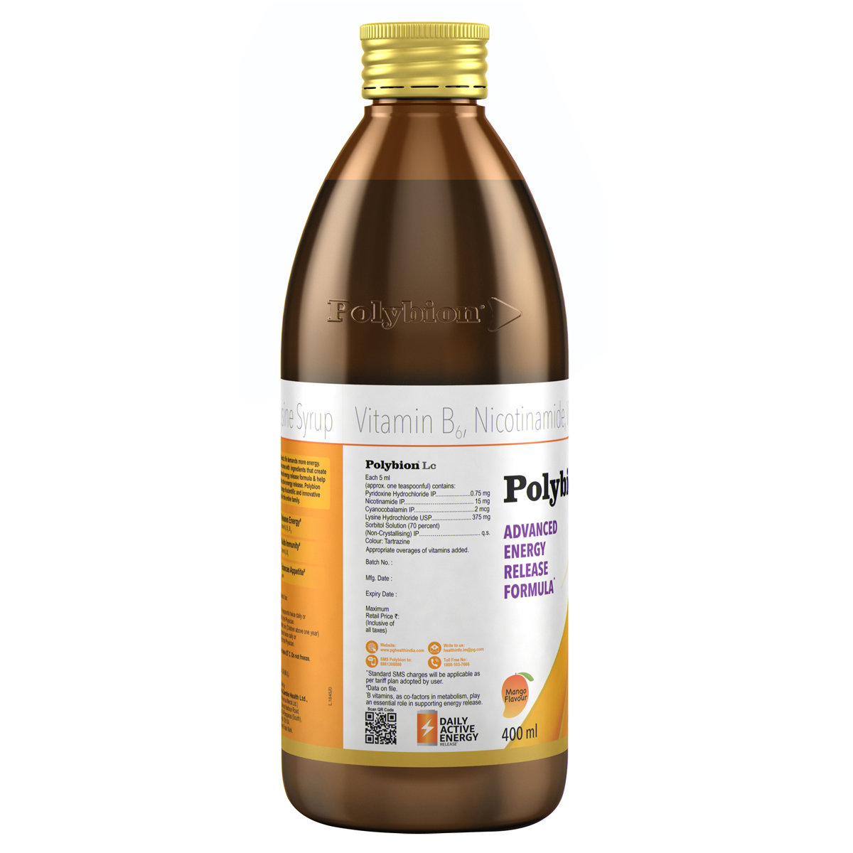 Polybion LC Paediatric Mango Flavour Syrup 400 ml, Pack of 1 SYRUP Polybion LC Paediatric Mango Flavour Syrup 400 ml, Pack of 1 SYRUP
