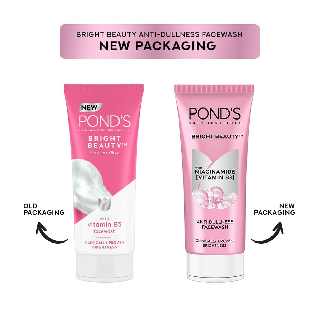 Pond's Bright Beauty Niacinamide Anti-Dullness Face Wash 100 gm | With Vitamin B3 | Reduces Dark Spots | Removes Dead Skin Cells | For Spotless Glowing Skin, Pack of 1 Pond's Bright Beauty Niacinamide Anti-Dullness Face Wash 100 gm | With Vitamin B3 | Reduces Dark Spots | Removes Dead Skin Cells | For Spotless Glowing Skin, Pack of 1