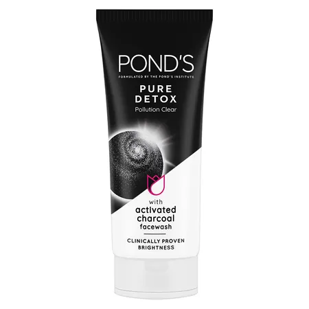 Pond's Pure Detox Face Wash 100 gm | With Activated Charcoal | Deep Cleansing Of Pollutants & Dirts | For Glowing Skin
