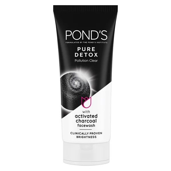 Pond's Pure Detox Face Wash 100 gm | With Activated Charcoal | Deep Cleansing Of Pollutants &amp; Dirts | For Glowing Skin, Pack of 1