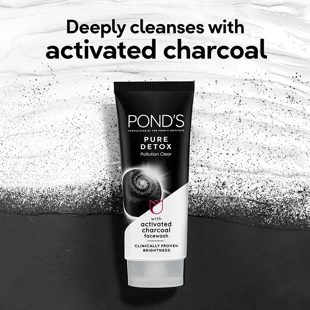 Pond's Pure Detox Face Wash 100 gm | With Activated Charcoal | Deep Cleansing Of Pollutants & Dirts | For Glowing Skin, Pack of 1 Pond's Pure Detox Face Wash 100 gm | With Activated Charcoal | Deep Cleansing Of Pollutants & Dirts | For Glowing Skin, Pack of 1