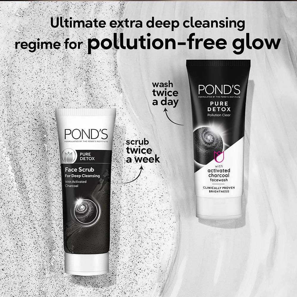 Pond's Pure Detox Face Wash 100 gm | With Activated Charcoal | Deep Cleansing Of Pollutants & Dirts | For Glowing Skin, Pack of 1 Pond's Pure Detox Face Wash 100 gm | With Activated Charcoal | Deep Cleansing Of Pollutants & Dirts | For Glowing Skin, Pack of 1