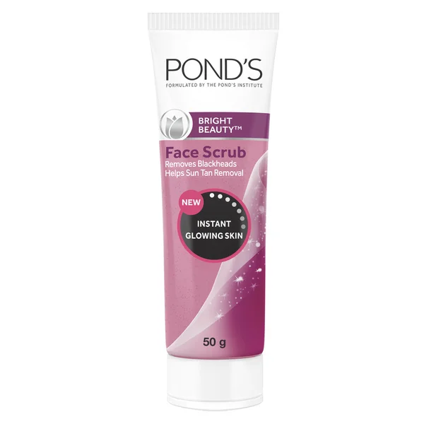 Pond's Bright Beauty Face Scrub 50 gm | Cleanses &amp; Purifies Skin | Blackheads &amp; Tan Removal Scrub | For Instant Glowing Skin, Pack of 1