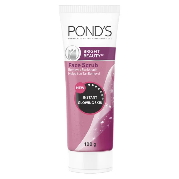 Pond's Bright Beauty Face Scrub 100 gm | Cleanses &amp; Purifies Skin | Blackheads &amp; Tan Removal Scrub | For Instant Glowing Skin, Pack of 1