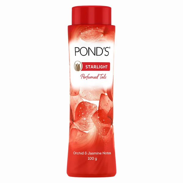 Pond's Starlight Talcum Powder 100 gm | With Orchid &amp; Jasmin Notes | Reduces Sweat | Fights Body Odour With Orchid &amp; Jasmin Fragrance | For Both Men &amp; Women, Pack of 1