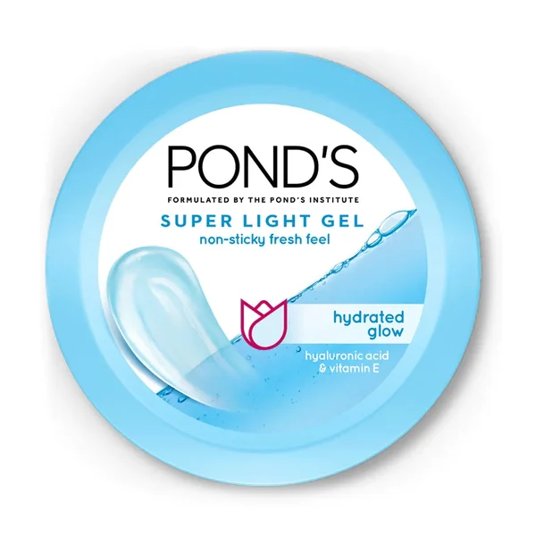 Pond's Hydrated Glow Super Light Gel 50 ml | With Hyaluronic Acid &amp; Vitamin E | For Hydrated Glow | Non Sticky Glow | Non Oily Gel | Moisturises Upto 24 Hrs | For All Season, Pack of 1