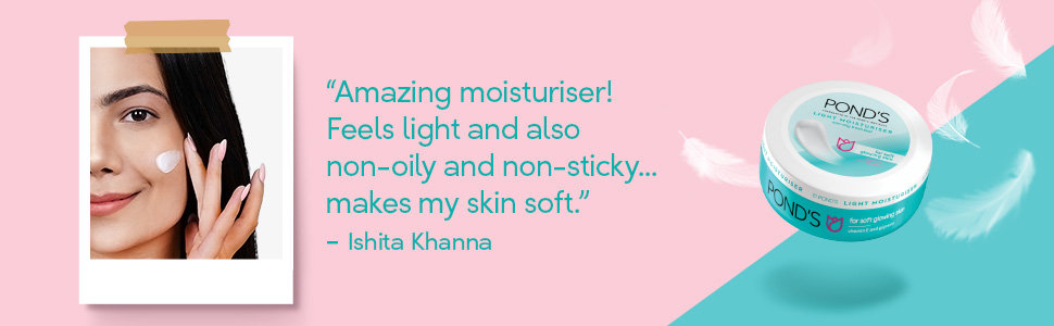 Pond's Light Moisturiser 200 ml | With Vitamin E & Glycerin | For Soft Glowing Skin | Non Oily & Non Sticky Finish | Lightweight Formula | Suitable For All Season, Pack of 1 Pond's Light Moisturiser 200 ml | With Vitamin E & Glycerin | For Soft Glowing Skin | Non Oily & Non Sticky Finish | Lightweight Formula | Suitable For All Season, Pack of 1