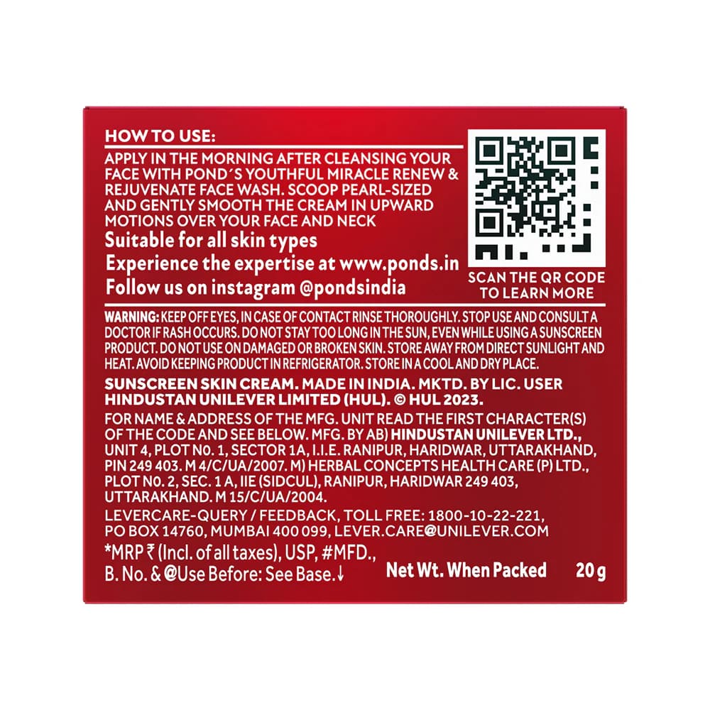 Pond's Youthful Miracle Day Cream, 20 gm, Pack of 1 Pond's Youthful Miracle Day Cream, 20 gm, Pack of 1