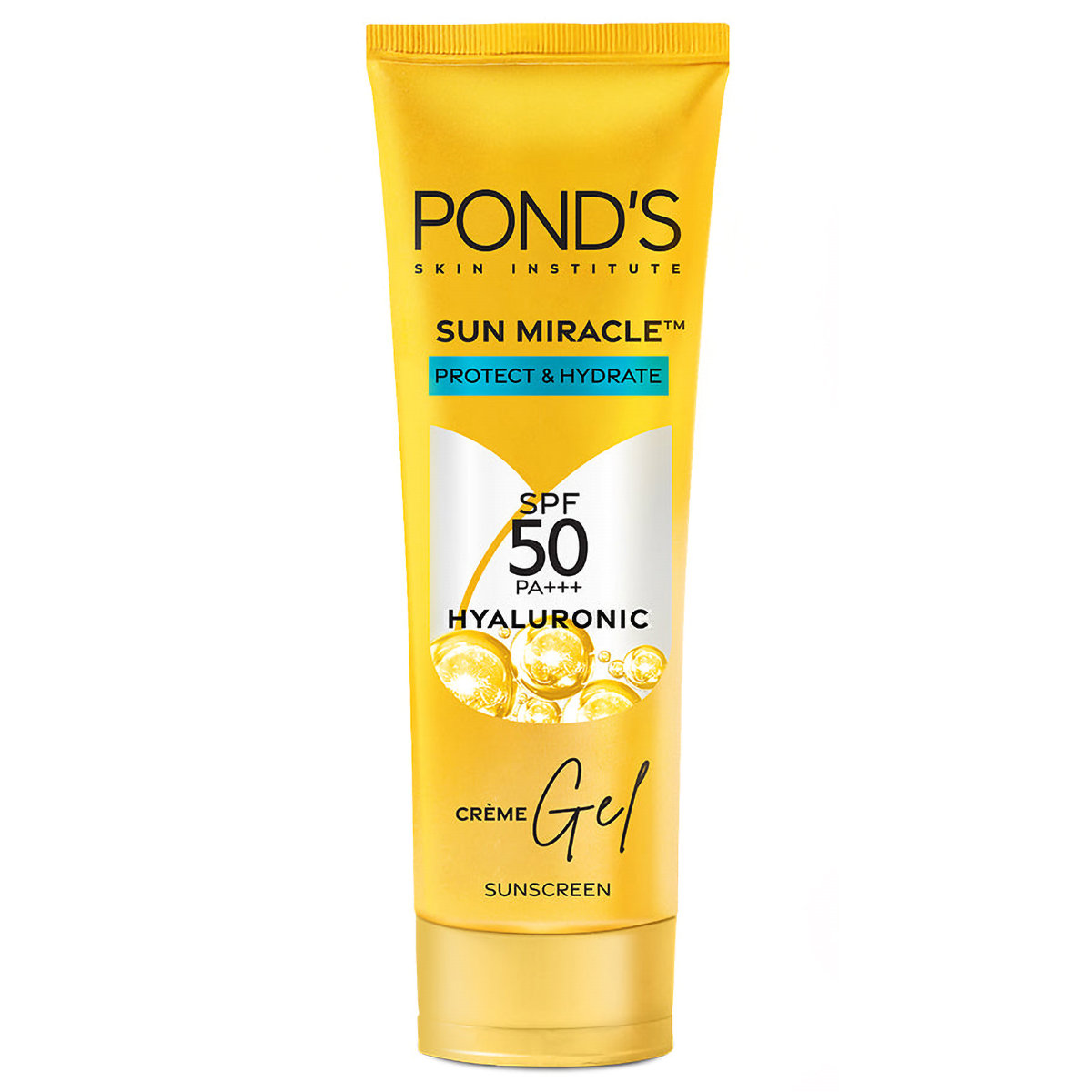 Pond's Sun Miracle Protect & Bright SPF 50 PA+++ Sunscreen Gel with Hyaluronic, 50 gm, Pack of 1 Pond's Sun Miracle Protect & Bright SPF 50 PA+++ Sunscreen Gel with Hyaluronic, 50 gm, Pack of 1