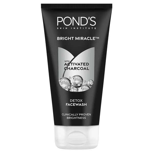 Pond's Pure Detox Face Wash 150 gm | With Activated Charcoal | Deep Cleansing Of Pollutants &amp; Dirts | For Glowing Skin, Pack of 1