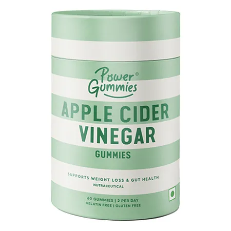 Power Gummies Apple Cider Vinegar Green Apple Flavour for Weight Management, 60 Gummies