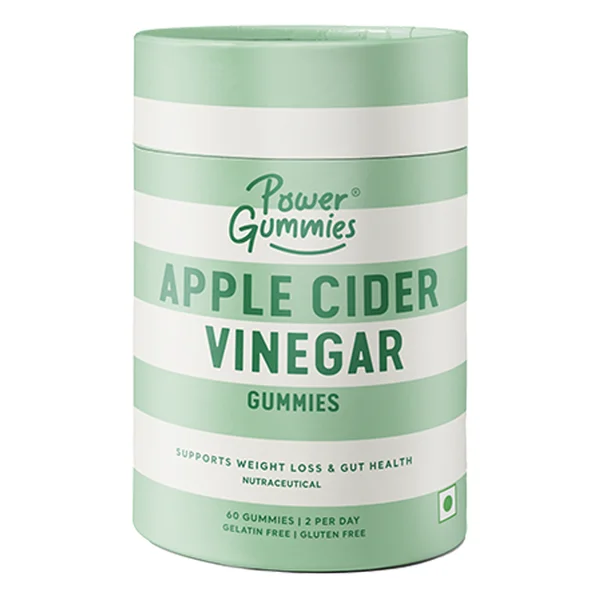 Power Gummies Apple Cider Vinegar Green Apple Flavour for Weight Management, 60 Gummies, Pack of 1