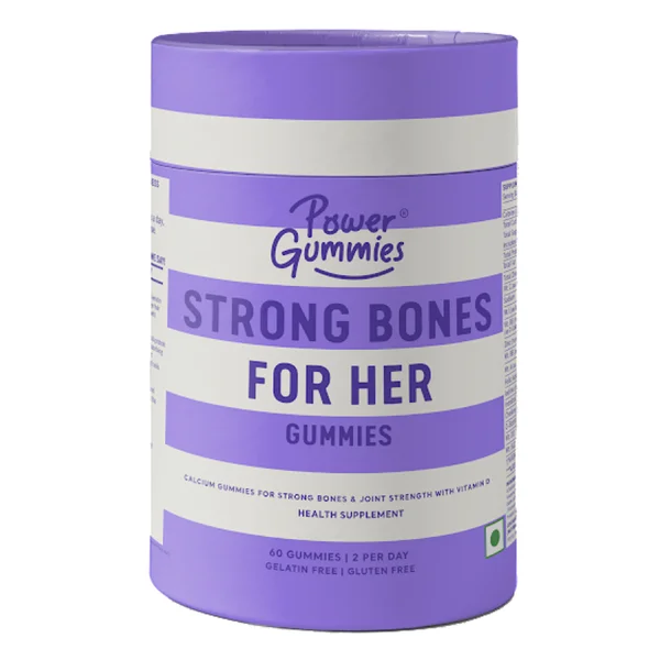Power Gummies Strong Bones Strawberry Flavour for Her, 60 Gummies