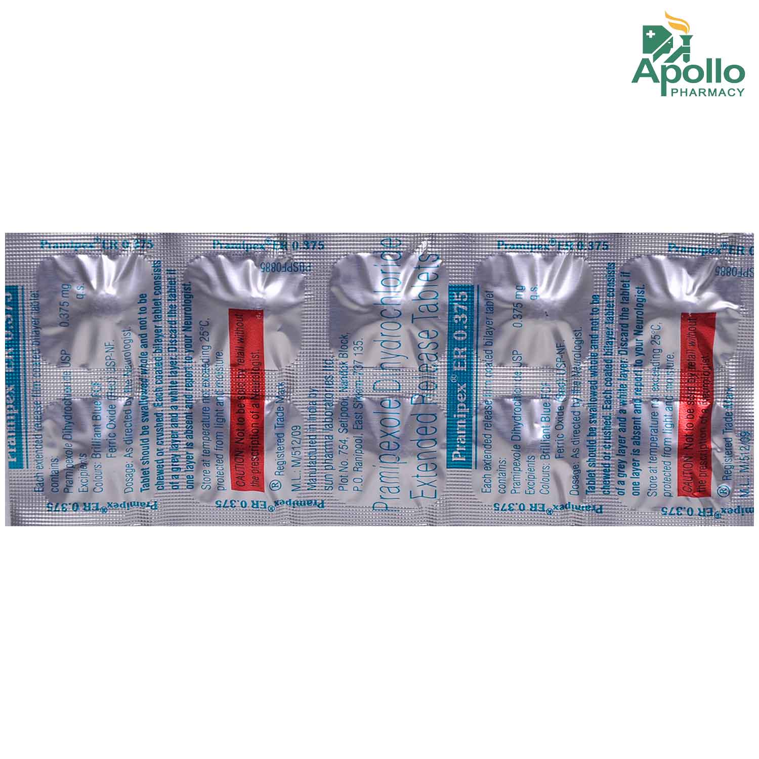 Pramipex ER 0.375 Tablet 10's, Pack of 10 TABLETS Pramipex ER 0.375 Tablet 10's, Pack of 10 TABLETS