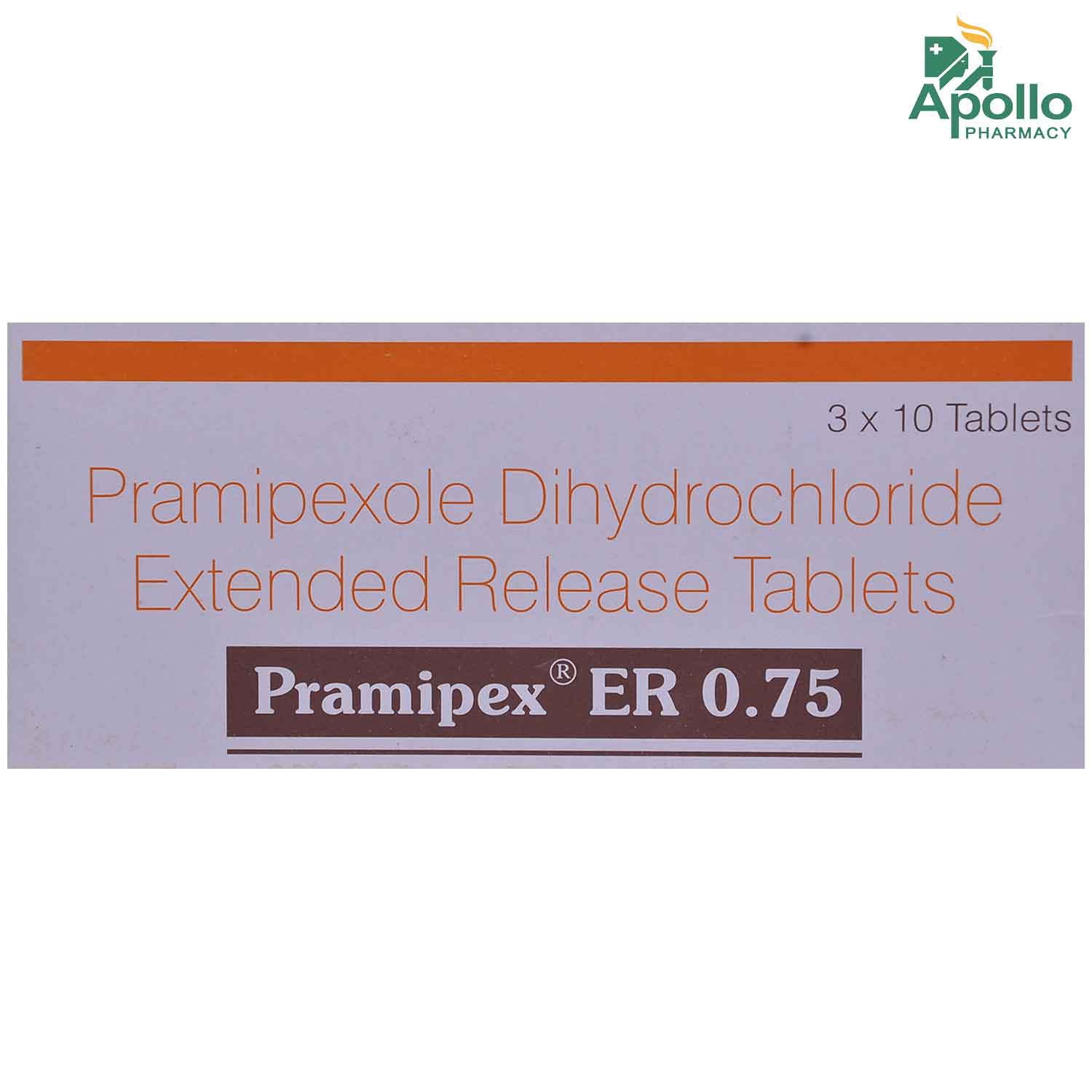 Pramipex ER 0.75 Tablet 10's, Pack of 10 TABLETS Pramipex ER 0.75 Tablet 10's, Pack of 10 TABLETS
