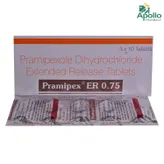 Pramipex ER 0.75 Tablet 10's, Pack of 10 TABLETS
