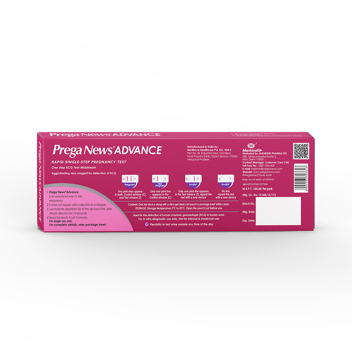 Prega News Advance Rapid Single-Step Pregnancy Test Kit, 1 Count, Pack of 1 Prega News Advance Rapid Single-Step Pregnancy Test Kit, 1 Count, Pack of 1