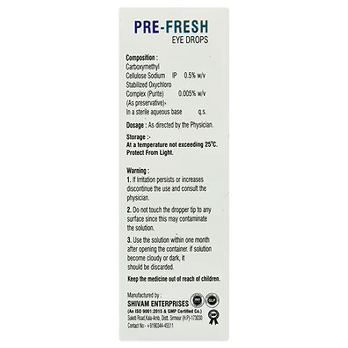 Pre-Fresh Tears 1% Eye Drops 10 ml, Pack of 1 Pre-Fresh Tears 1% Eye Drops 10 ml, Pack of 1