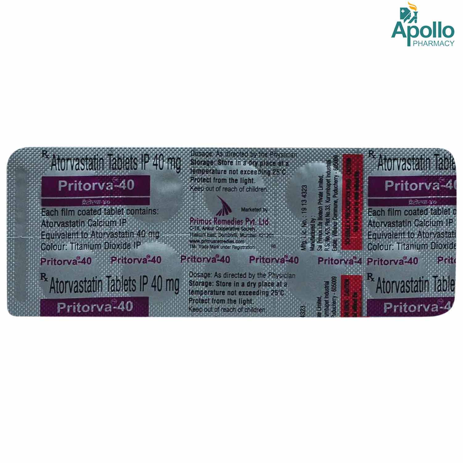 Pritorva 40 mg Tablet 10's, Pack of 10 TABLETS Pritorva 40 mg Tablet 10's, Pack of 10 TABLETS