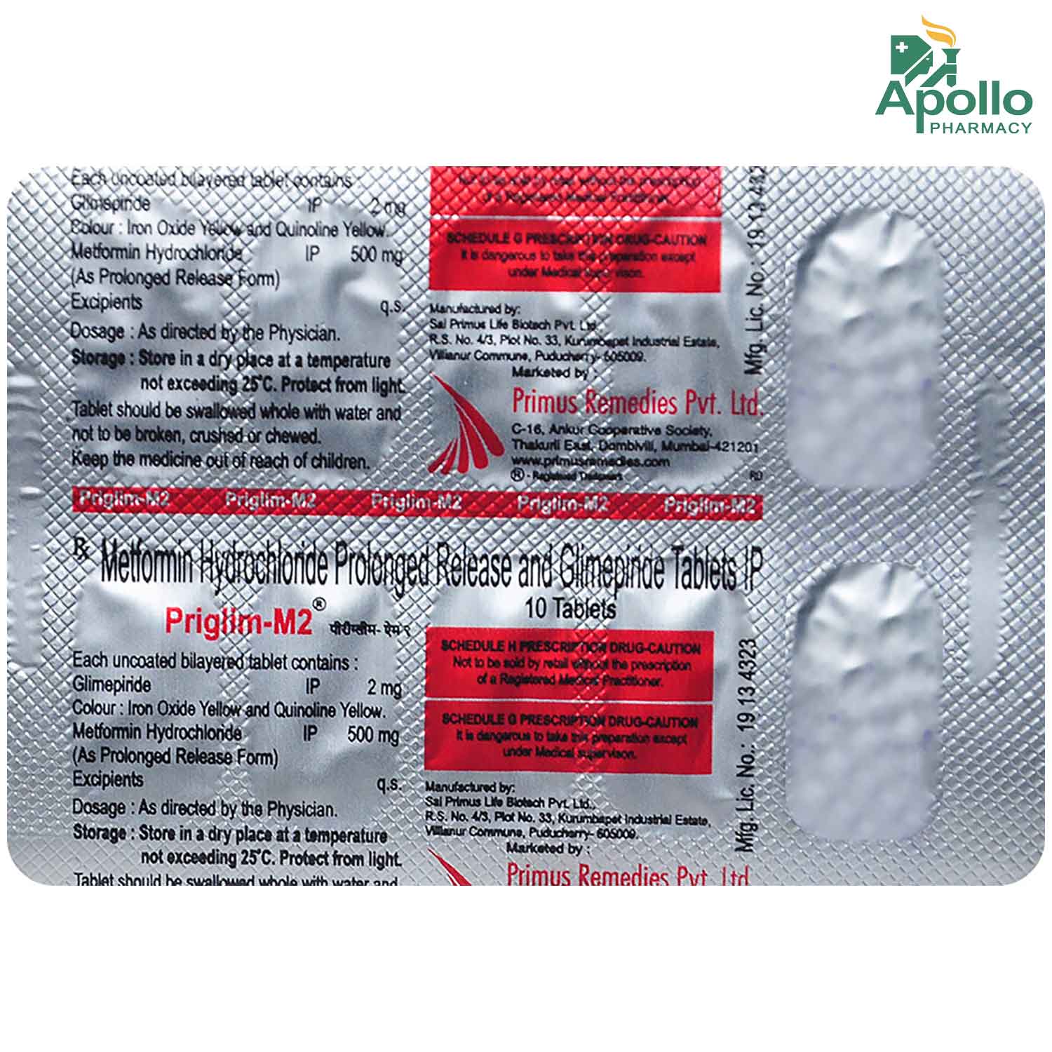Priglim-M2 Tablet 10's, Pack of 10 TABLETS Priglim-M2 Tablet 10's, Pack of 10 TABLETS