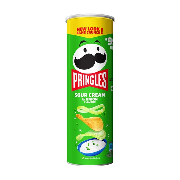 Pringles Sour Cream &amp; Onion Flavour Chips, 107 gm, Pack of 1