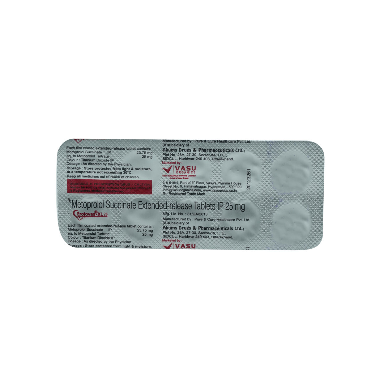 PROLOVAS XL 25MG TABLET, Pack of 10 TABLETS PROLOVAS XL 25MG TABLET, Pack of 10 TABLETS