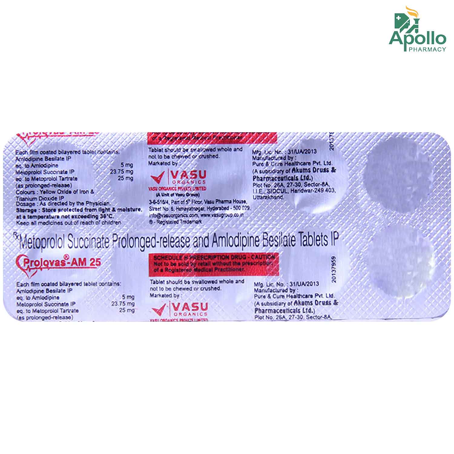 PROLOVAS AM 25MG TABLET, Pack of 10 TABLETS PROLOVAS AM 25MG TABLET, Pack of 10 TABLETS