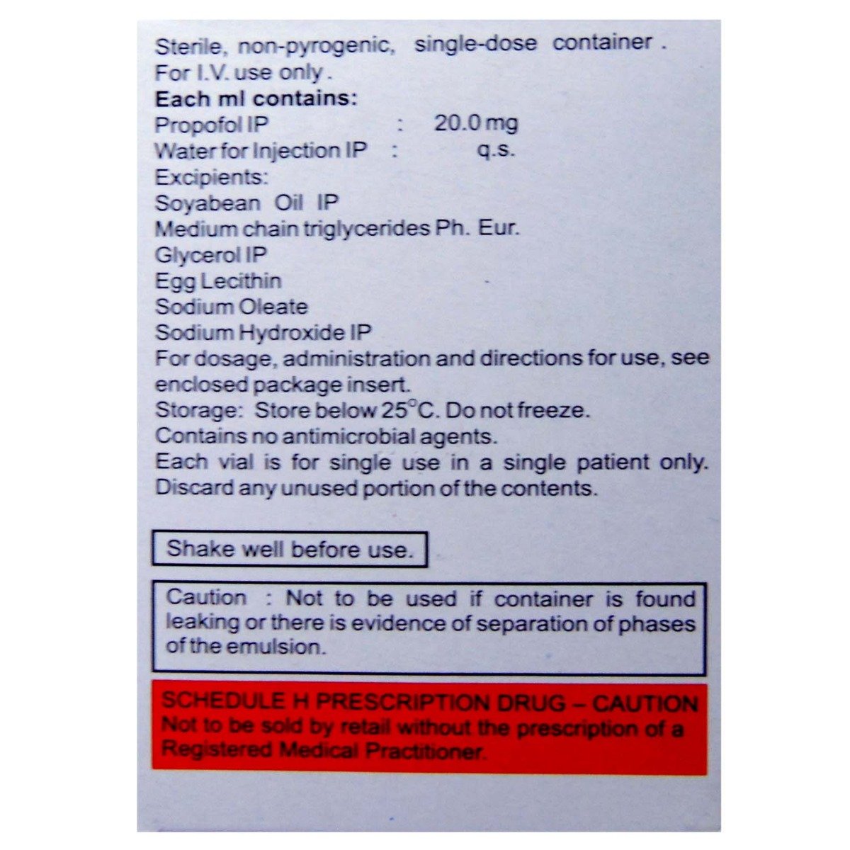 Profol Spiva 2%  50ml  Injection, Pack of 1 Injection Profol Spiva 2%  50ml  Injection, Pack of 1 Injection