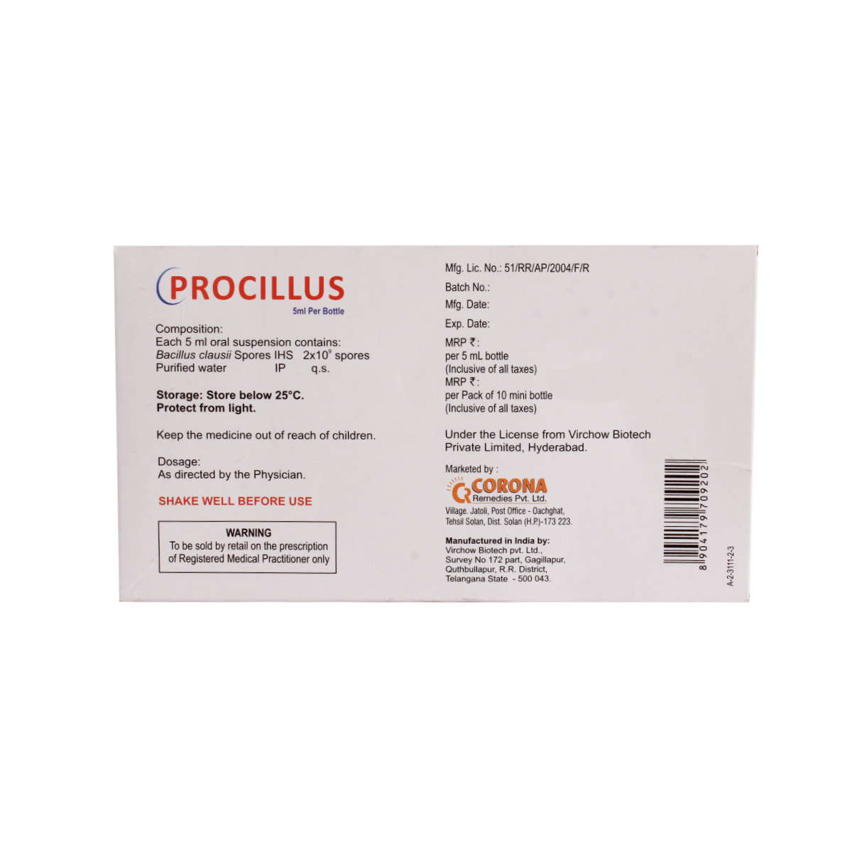 Procillus Oral Suspension 5 ml, Pack of 1 Suspension Procillus Oral Suspension 5 ml, Pack of 1 Suspension