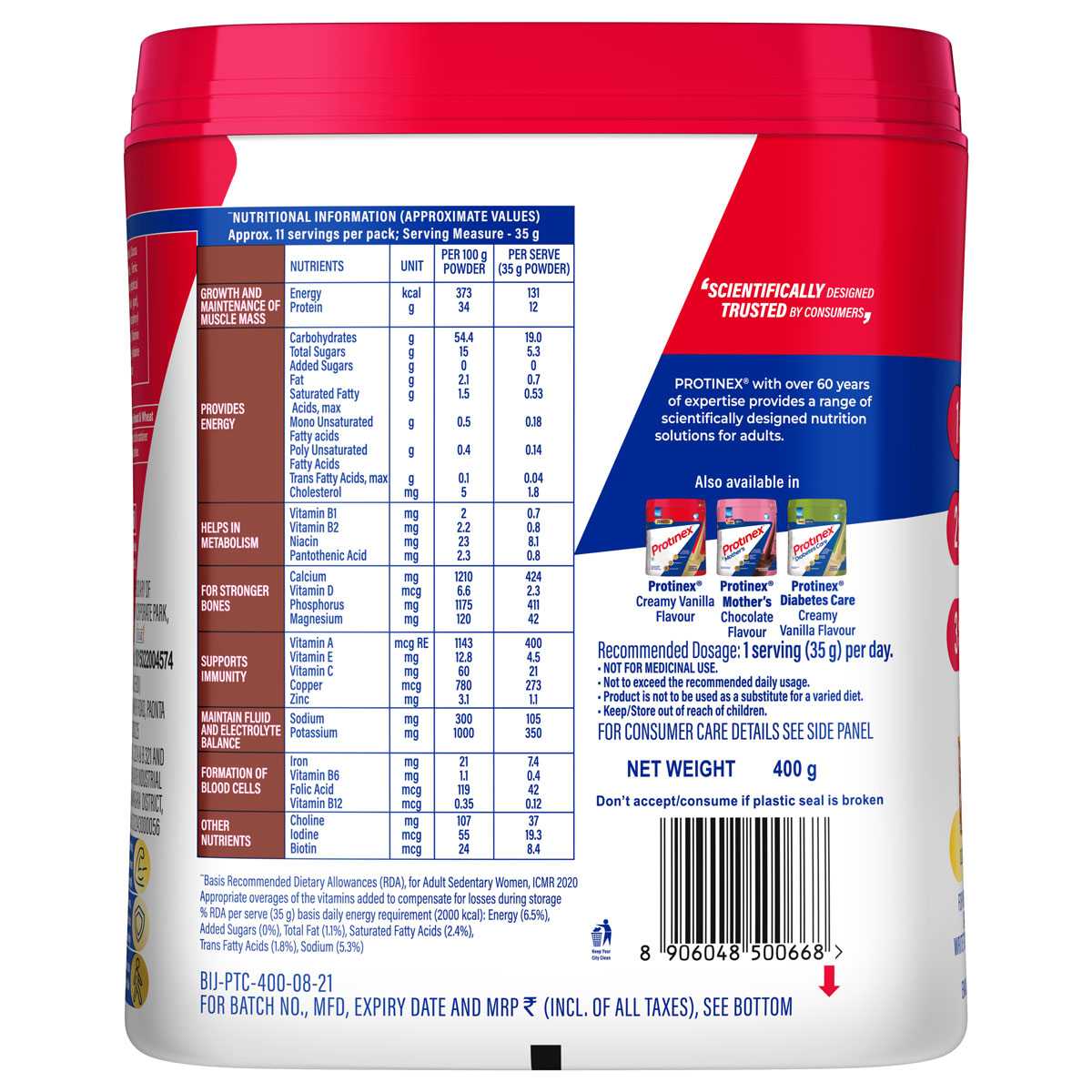 Protinex Rich Chocolate Flavour Nutrition Powder for Adults, 400 gm Jar, Pack of 1 Protinex Rich Chocolate Flavour Nutrition Powder for Adults, 400 gm Jar, Pack of 1