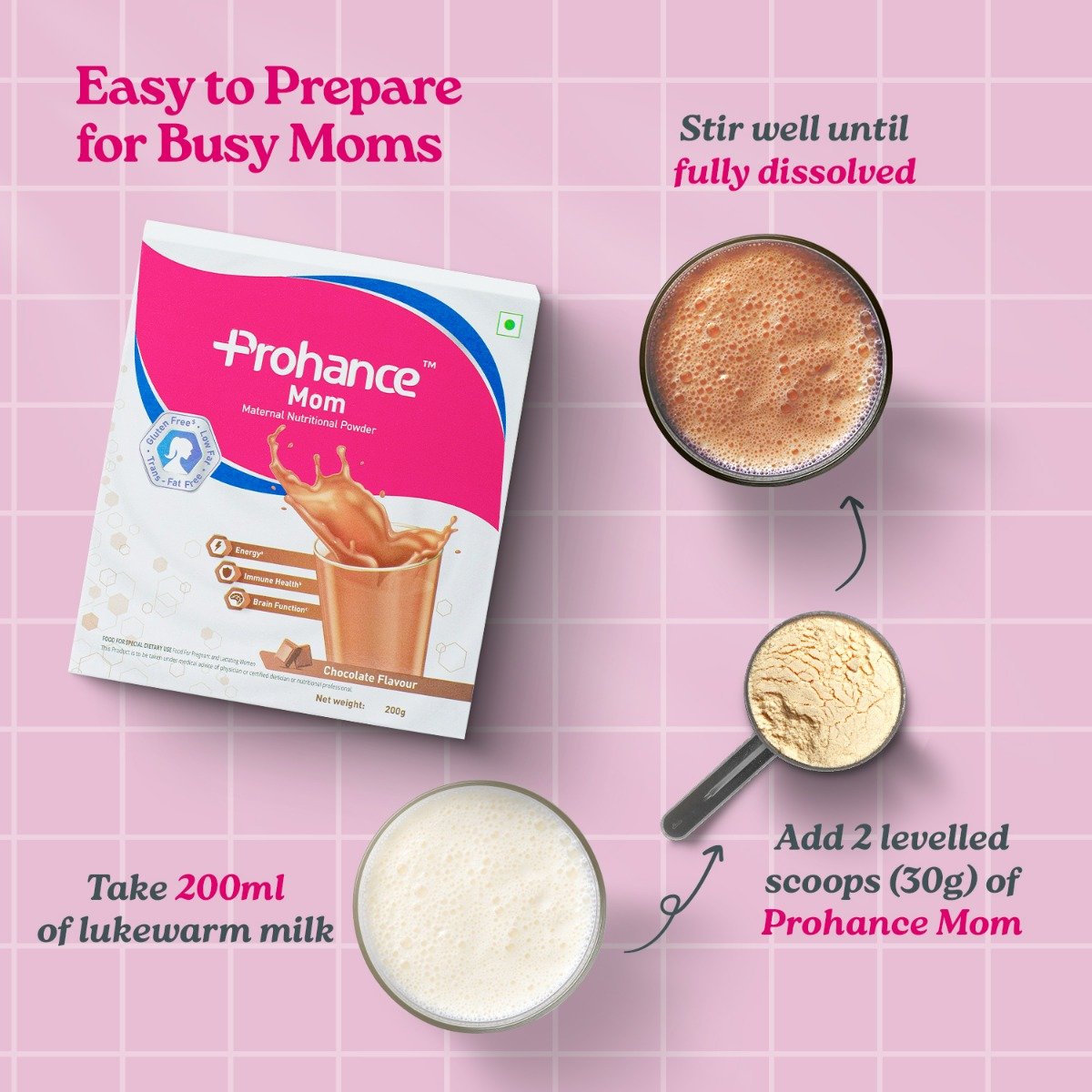 Prohance Mom Chocolate Flavour Powder 200 gm, Pack of 1 Powder Prohance Mom Chocolate Flavour Powder 200 gm, Pack of 1 Powder