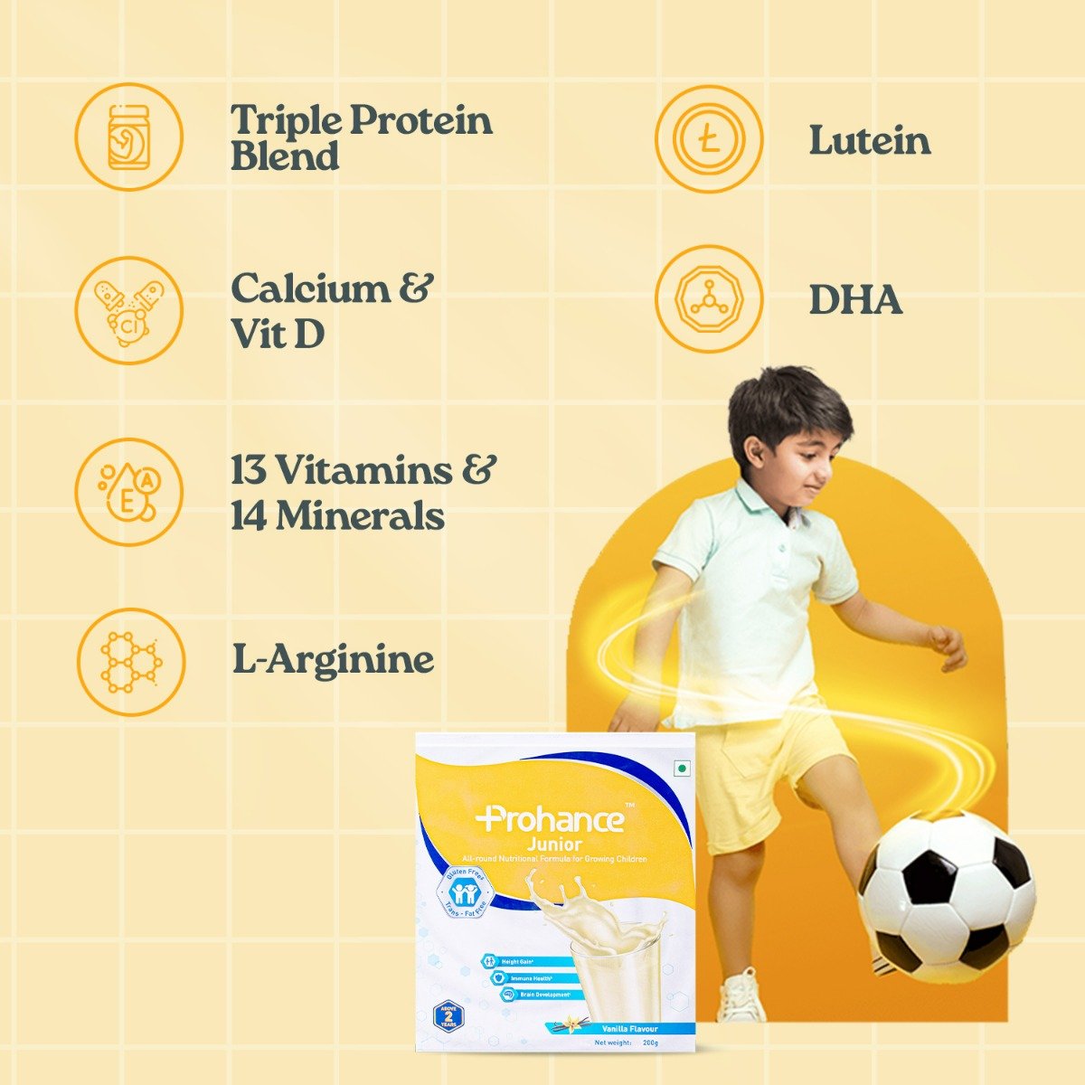 Prohance Junior Vanilla Powder 200 gm, Pack of 1 Prohance Junior Vanilla Powder 200 gm, Pack of 1