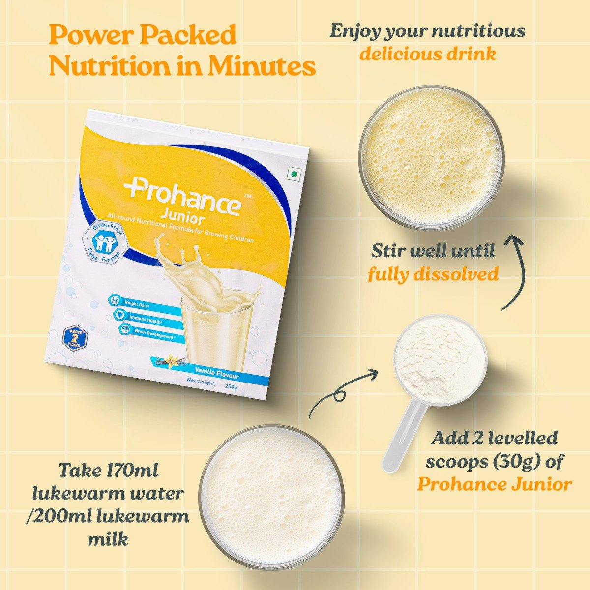 Prohance Junior Vanilla Powder 200 gm, Pack of 1 Prohance Junior Vanilla Powder 200 gm, Pack of 1