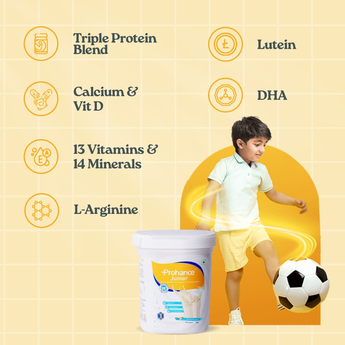 Prohance Junior Vanilla Powder 400 gm, Pack of 1 Prohance Junior Vanilla Powder 400 gm, Pack of 1
