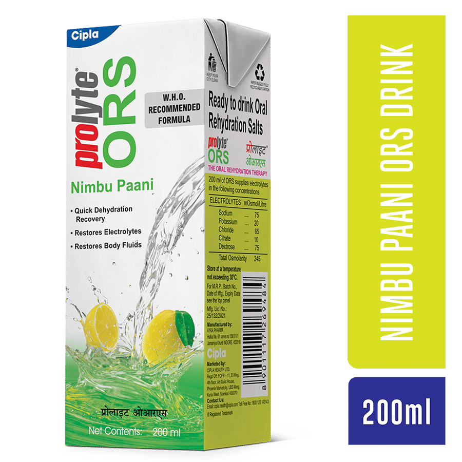 Prolyte ORS Nimbu Pani Flavour Energy Drink, 200 ml, Pack of 1 Prolyte ORS Nimbu Pani Flavour Energy Drink, 200 ml, Pack of 1