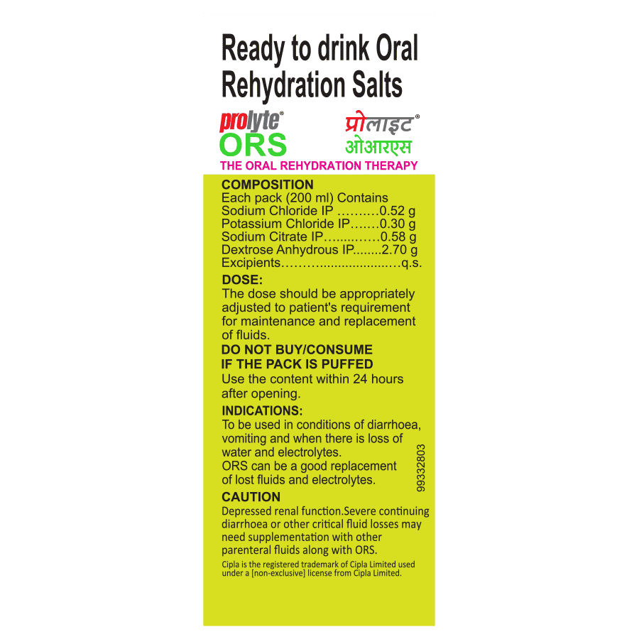 Prolyte ORS Nimbu Pani Flavour Energy Drink, 200 ml Price, Uses, Side Effects, Composition