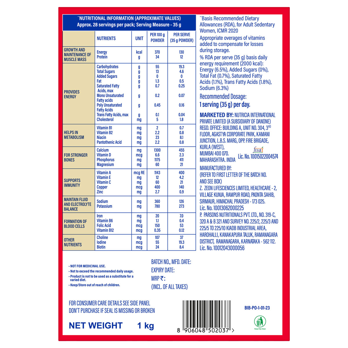 Protinex Creamy Vanilla Flavour Nutrition Powder for Adults, 1 kg, Pack of 1 Protinex Creamy Vanilla Flavour Nutrition Powder for Adults, 1 kg, Pack of 1