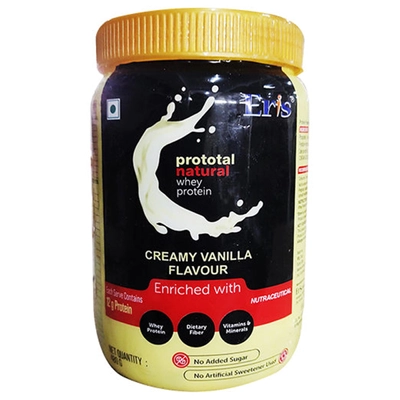 Prototal Natural Creamy Vanilla Flavour Whey Protein Powder, 480 gm, Pack of 1