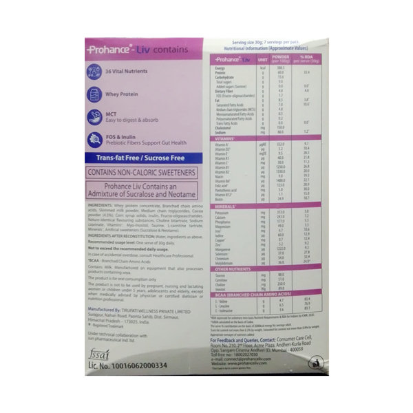 Prohance-Liv Chocolate Flavour Powder 210 gm (7x30 gm), Pack of 1 Prohance-Liv Chocolate Flavour Powder 210 gm (7x30 gm), Pack of 1