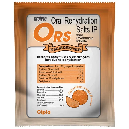 Prolyte ORS Orange Flavour Powder Sachet, 21 gm