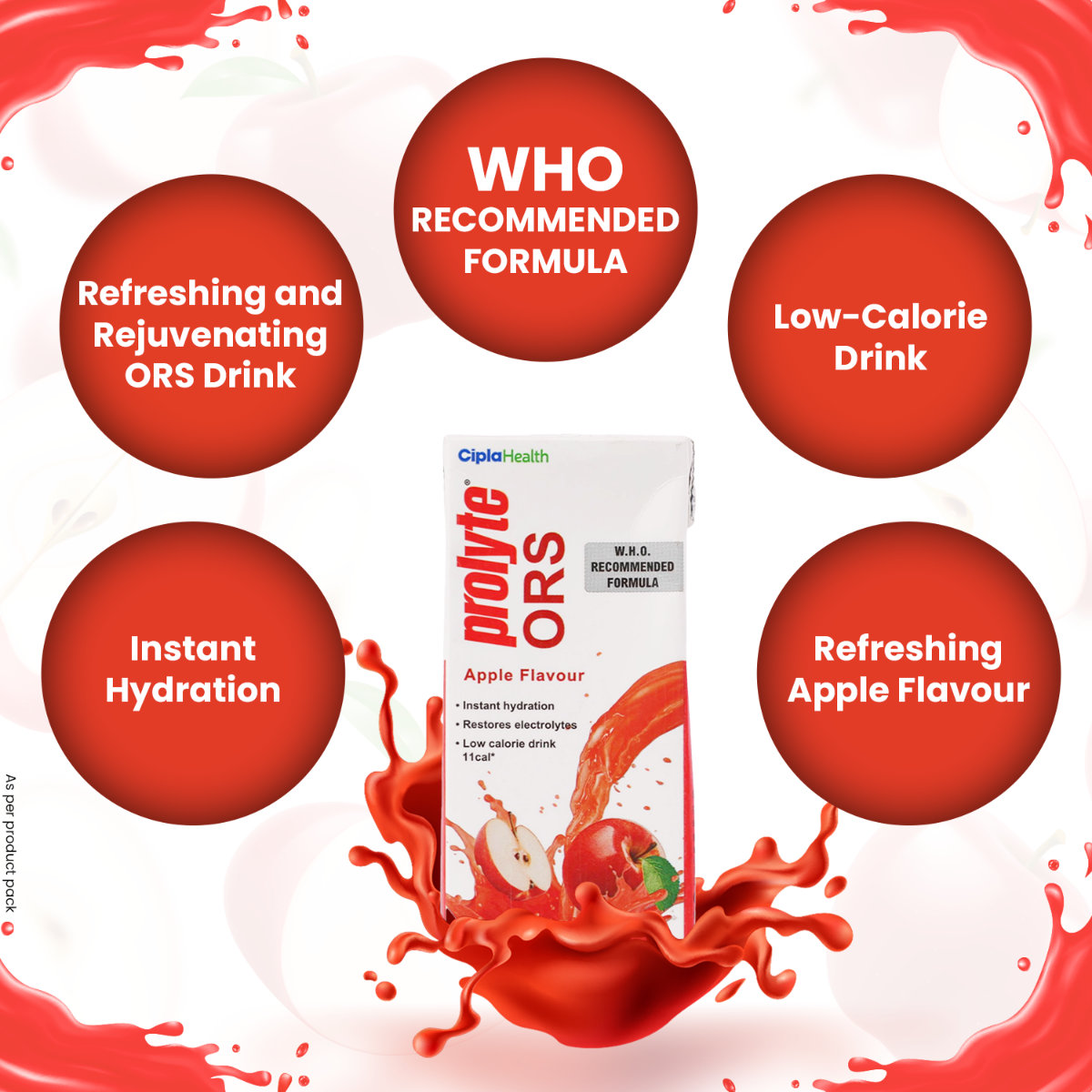 Prolyte ORS Apple Flavour Drink 200 ml, Pack of 1 Prolyte ORS Apple Flavour Drink 200 ml, Pack of 1