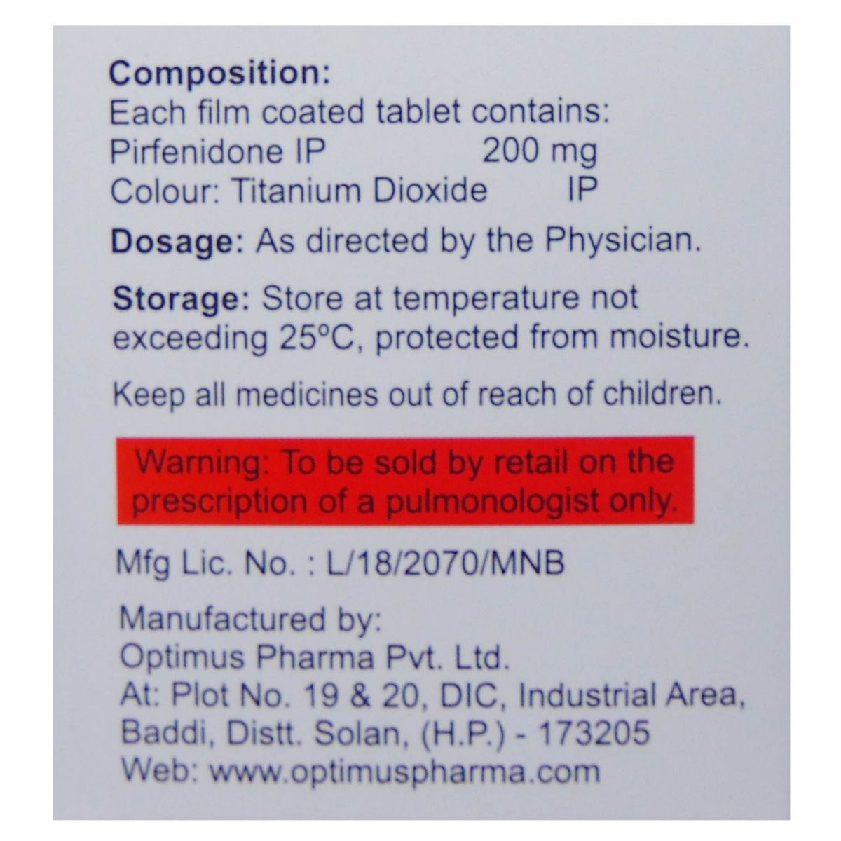Pulmofib 200 mg Tablet 10's, Pack of 10 TabletS