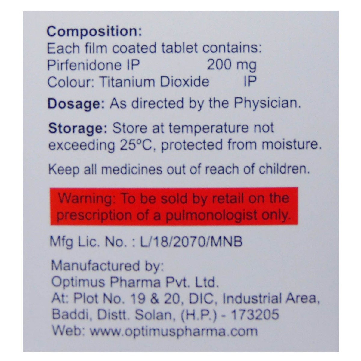 Pulmofib 200 mg Tablet 10's, Pack of 10 TabletS Pulmofib 200 mg Tablet 10's, Pack of 10 TabletS