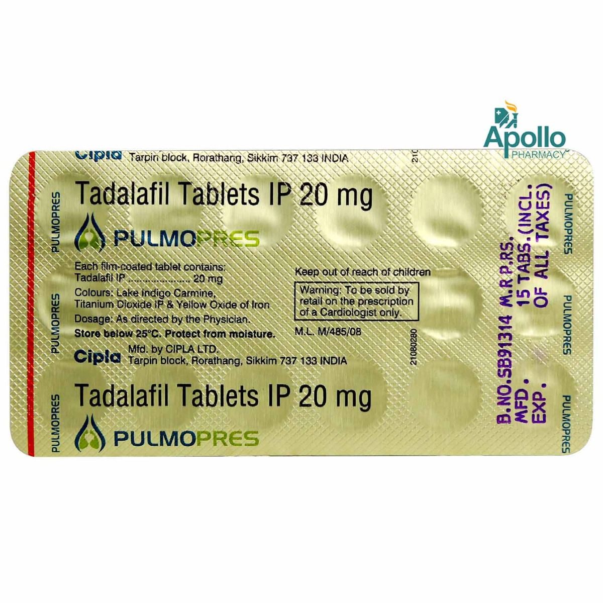Pulmopres Tablet 15's, Pack of 15 TABLETS