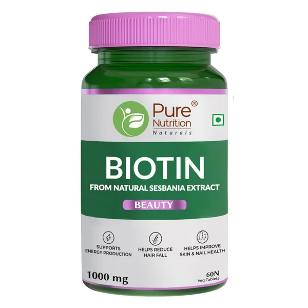 Pure Nutrition Biotin Beauty 1000mg, 60 Tablets, Pack of 1
