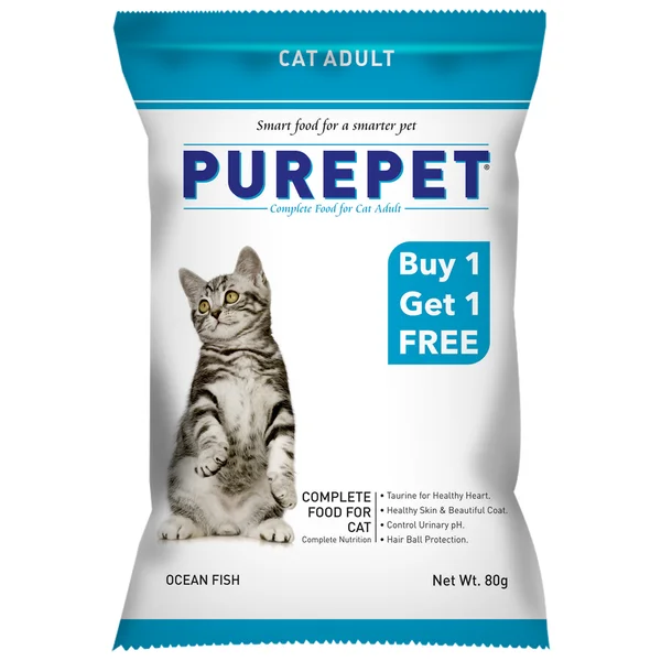 Purepet Cat Adult Ocean Fish, 80 gm, Pack of 1
