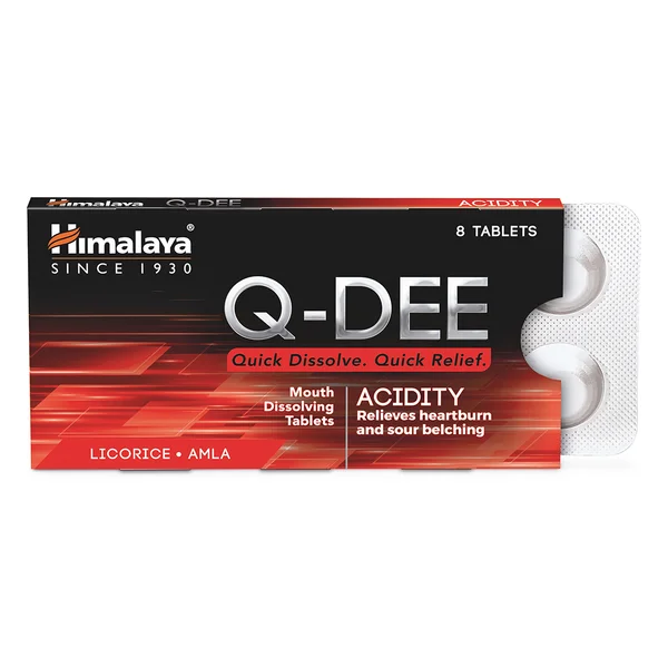 Himalaya Q-Dee Acidity Relief, 8 Tablets, Pack of 8